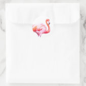 Moderne Waterverf Roze Flamingo Ronde Sticker (Tas)