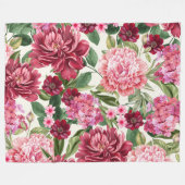 Moderne Waterverf roze florale botanische groen Fleece Deken (Voorkant (Horizontaal))