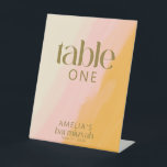 Moderne Waterverf roze gele bat Mitzvah Tabel Reclamebord Met Voetstuk<br><div class="desc">Modern Boho Waterverf roze gele bat Mitzvah Table Number Deal Sign</div>