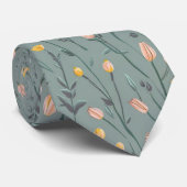 Moderne waterverf roze gele bloemen4 stropdas (Opgerold)