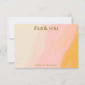 Moderne Waterverf Roze Gele Douanebat Mitzvah Bedankkaart (Voorkant)