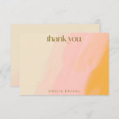 Moderne Waterverf Roze Gele Douanebat Mitzvah Bedankkaart (Voorkant / Achterkant)