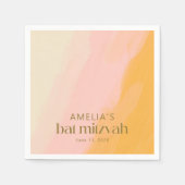 Moderne Waterverf Roze Gele Douanebat Mitzvah Servet (Voorkant)