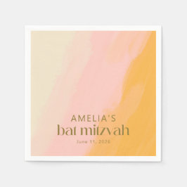 Moderne Waterverf Roze Gele Douanebat Mitzvah Servet