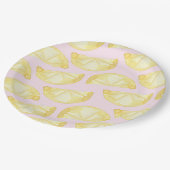 Moderne Waterverf roze gele limoonpapieren Borden Papieren Bordje (Gekanteld)