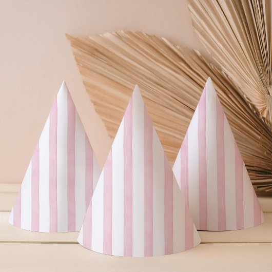 Moderne waterverf roze gestreept feesthoedjes