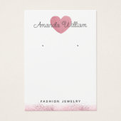 Moderne waterverf Roze Hart oorbel Display kaart (Voorkant)
