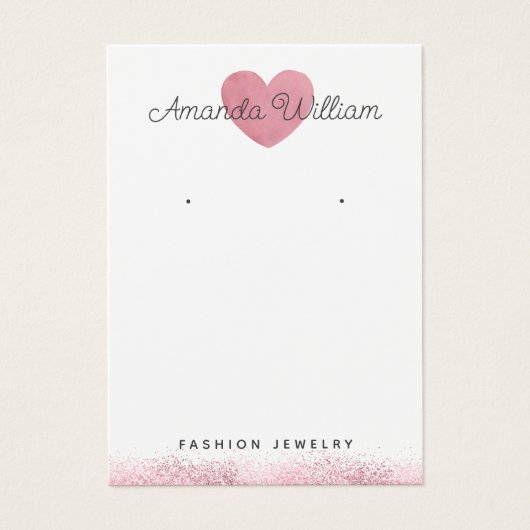 Moderne waterverf Roze Hart oorbel Display kaart (Voorkant)