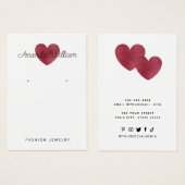 Moderne waterverf Roze Hart oorbel Display kaart (Voorkant /achterkant)