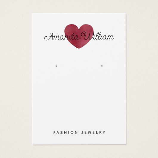 Moderne waterverf Roze Hart oorbel Display kaart (Voorkant)