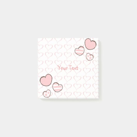 Moderne Waterverf Roze harten Aangepast Post-it® Notes (Voorkant)