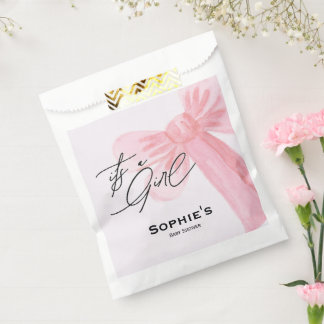 Moderne Waterverf Roze 'Het is een meisje' Bedankzakje