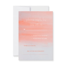 moderne waterverf roze koraal bruiloft RSVP kaarte