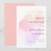 Moderne Waterverf roze koraalbruiloft Save The Date (Voorkant / Achterkant)