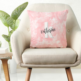 Moderne Waterverf Roze Monogram Kussen