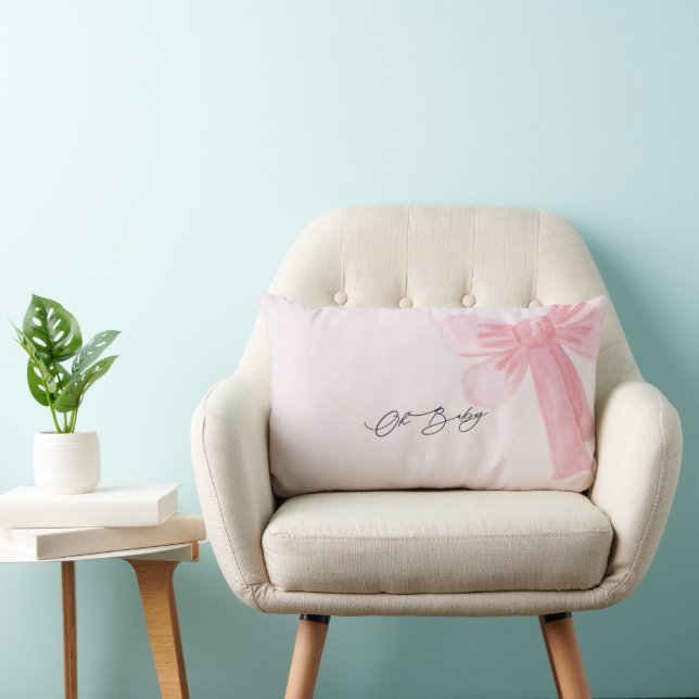 Moderne Waterverf Roze Oh Baby Worpkussen Kussen (Stoel)