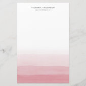 Moderne Waterverf Roze Ombre gepersonaliseerd Briefpapier (Voorkant)