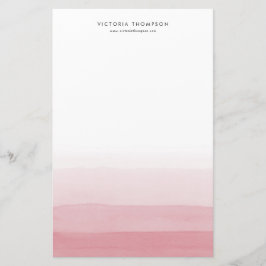 Moderne Waterverf Roze Ombre gepersonaliseerd Briefpapier