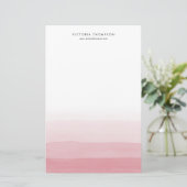Moderne Waterverf Roze Ombre gepersonaliseerd Briefpapier (Staand voorkant)