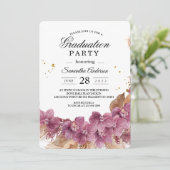 Moderne Waterverf roze orchidee en pampas Kaart (Staand voorkant)