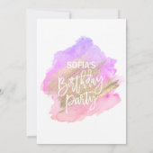 Moderne Waterverf Roze Paarse Gouden Dag Kaart (Achterkant)