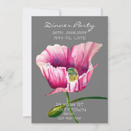 Moderne waterverf roze papaverschilderij kaart