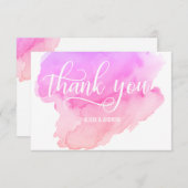 Moderne Waterverf Roze, Peach DANK U Bedankkaart (Voorkant / Achterkant)