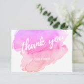 Moderne Waterverf Roze, Peach DANK U Bedankkaart (Staand voorkant)