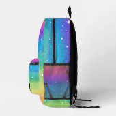 Moderne Waterverf Roze Regenboog Strepen Monogram Bedrukte Rugzak (Rechts)