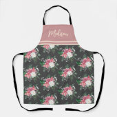 Moderne Waterverf Roze Roze Bouquet Patroonnaam Schort (Voorkant)