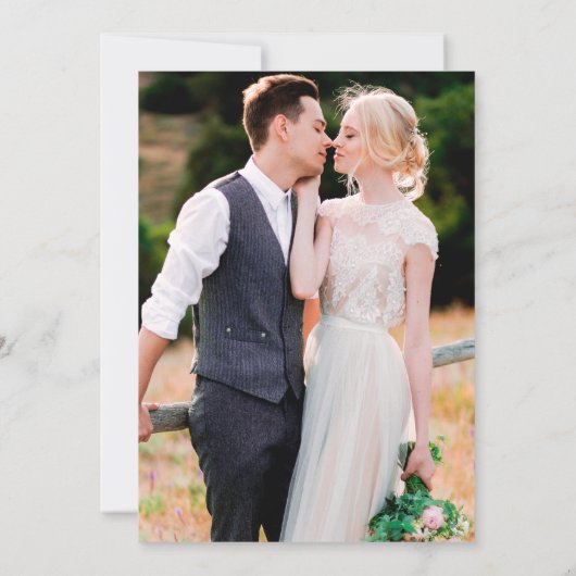 Moderne Waterverf Roze Rozen Bloemen Foto Bruiloft Kaart (Achterkant)