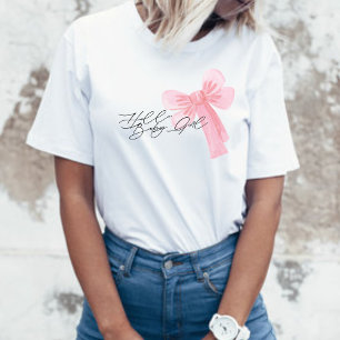 Moderne Waterverf Roze Strik Hallo Baby Meisje T-shirt