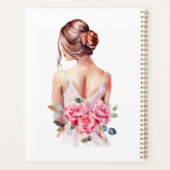 Moderne waterverf roze trouwjurk bruidsdouche planner (Achterkant)