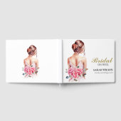 Moderne Waterverf Roze Trouwjurk Vrijgezellenfeest Gastenboek (Volledig)