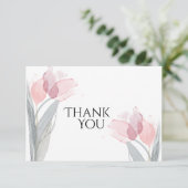 Moderne Waterverf - roze tulpen Bedankkaart (Staand voorkant)