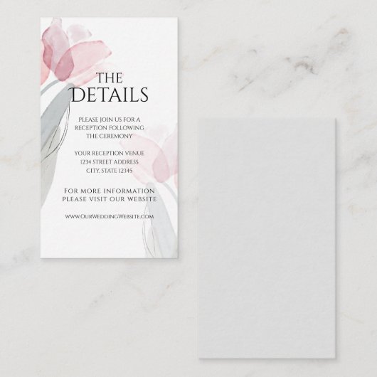 Moderne Waterverf - roze tulpen Informatiekaartje (Voorkant / Achterkant)