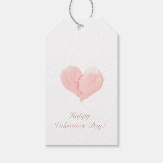 Moderne Waterverf roze Valentijnsdag Cadeaulabel (Voorkant)