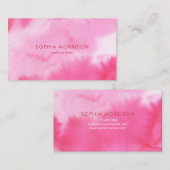 Moderne Waterverf roze Visitekaartje (Voorkant / Achterkant)