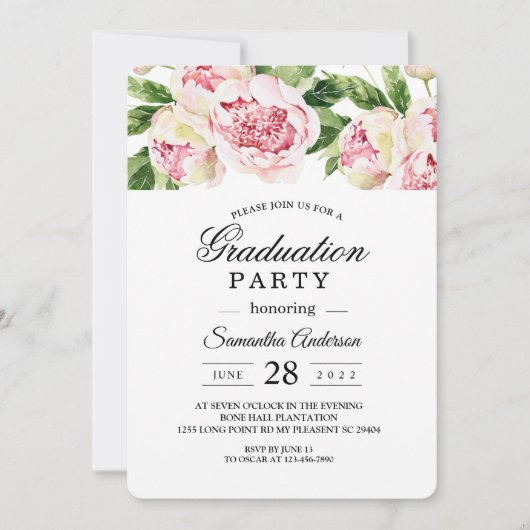 Moderne Waterverf roze volken en groen lef Kaart (Voorkant)