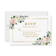 Moderne Waterverf Roze Wit Floral Wedding