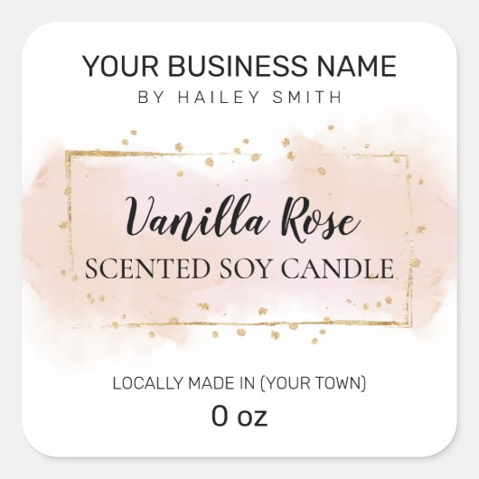 Moderne Waterverf roze witte sojakangel Vierkante Sticker (Voorkant)