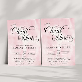 Moderne Waterverf Roze Wolk Negen Baby shower Kaart