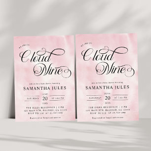 Moderne Waterverf Roze Wolk Negen Baby shower Kaart