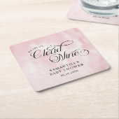 Moderne Waterverf Roze Wolk Negen Baby shower Kartonnen Onderzetters (Schuin)