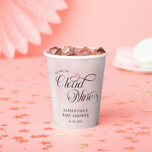 Moderne Waterverf Roze Wolk Negen Baby shower Papieren Bekers (Insitu)