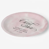 Moderne Waterverf Roze Wolk Negen Baby shower Papieren Bordje (Gekanteld)