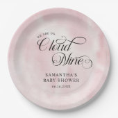 Moderne Waterverf Roze Wolk Negen Baby shower Papieren Bordje (Voorkant)