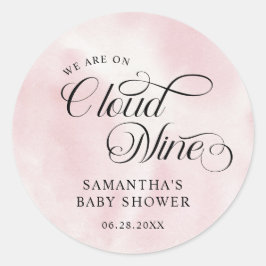 Moderne Waterverf Roze Wolk Negen Baby shower Ronde Sticker