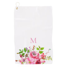 Moderne Waterverf Roze Zomer Bloemen Monogram