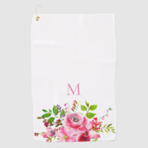 Moderne Waterverf Roze Zomer Bloemen Monogram